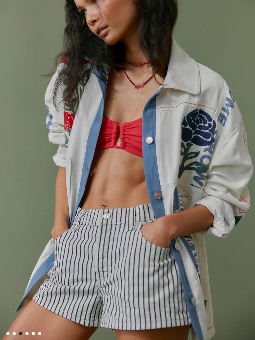 Free people now or never striped railroad shorts